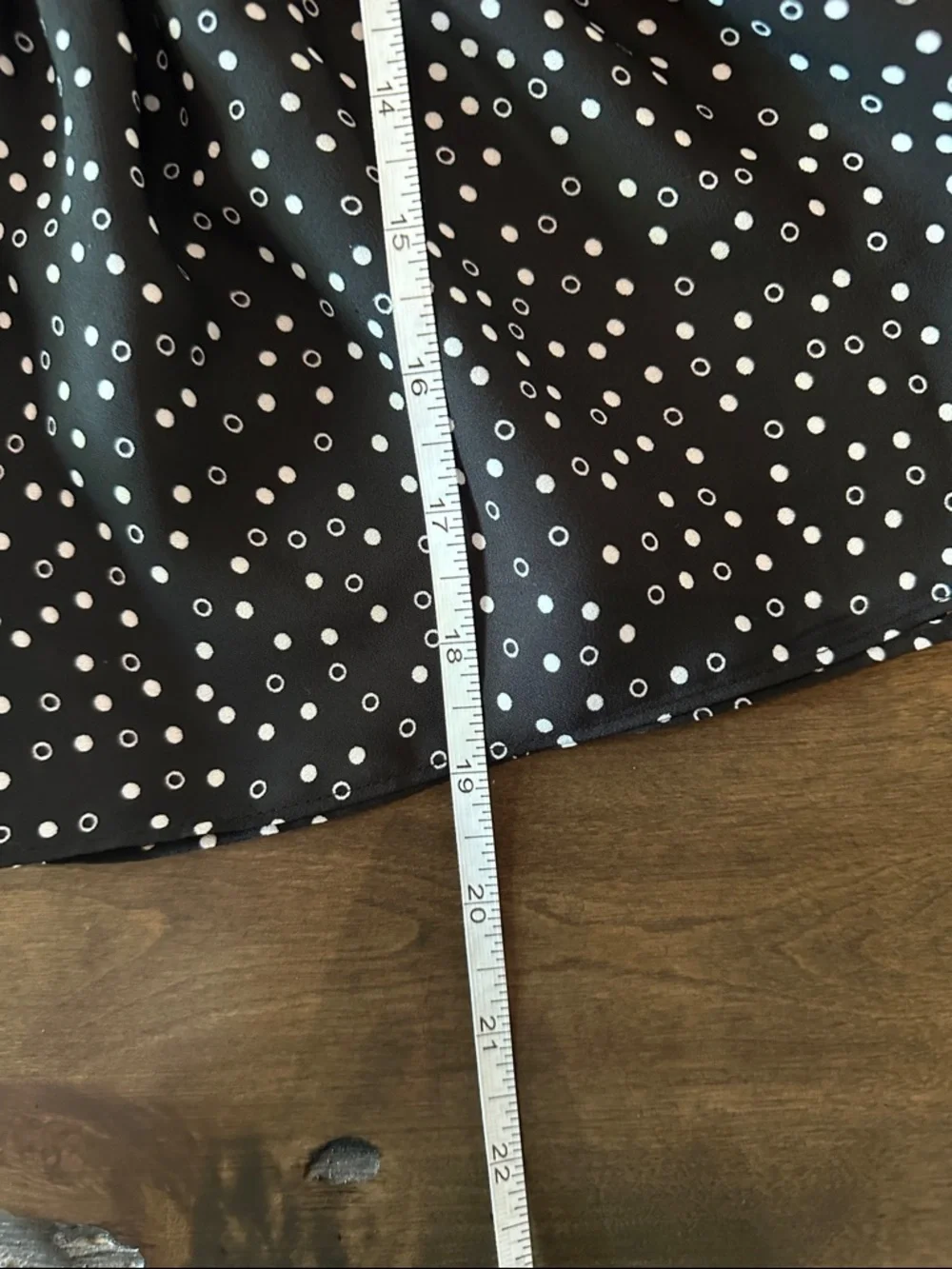Smocked Peplum Long-Sleeve Top in Black with White Dot Print Size S